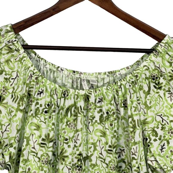 Cato Off -Shoulder Top Women Size L Green Pattern Short Sleeve Eyelet Summer - Picture 4 of 12